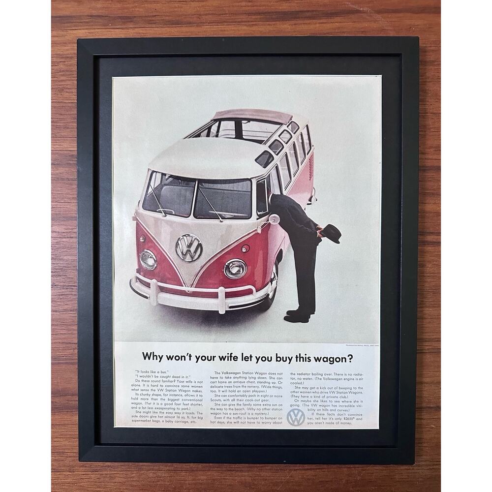 Framed 1967 Volkswagen Station Wagon VW bus LIFE Magazine Ad